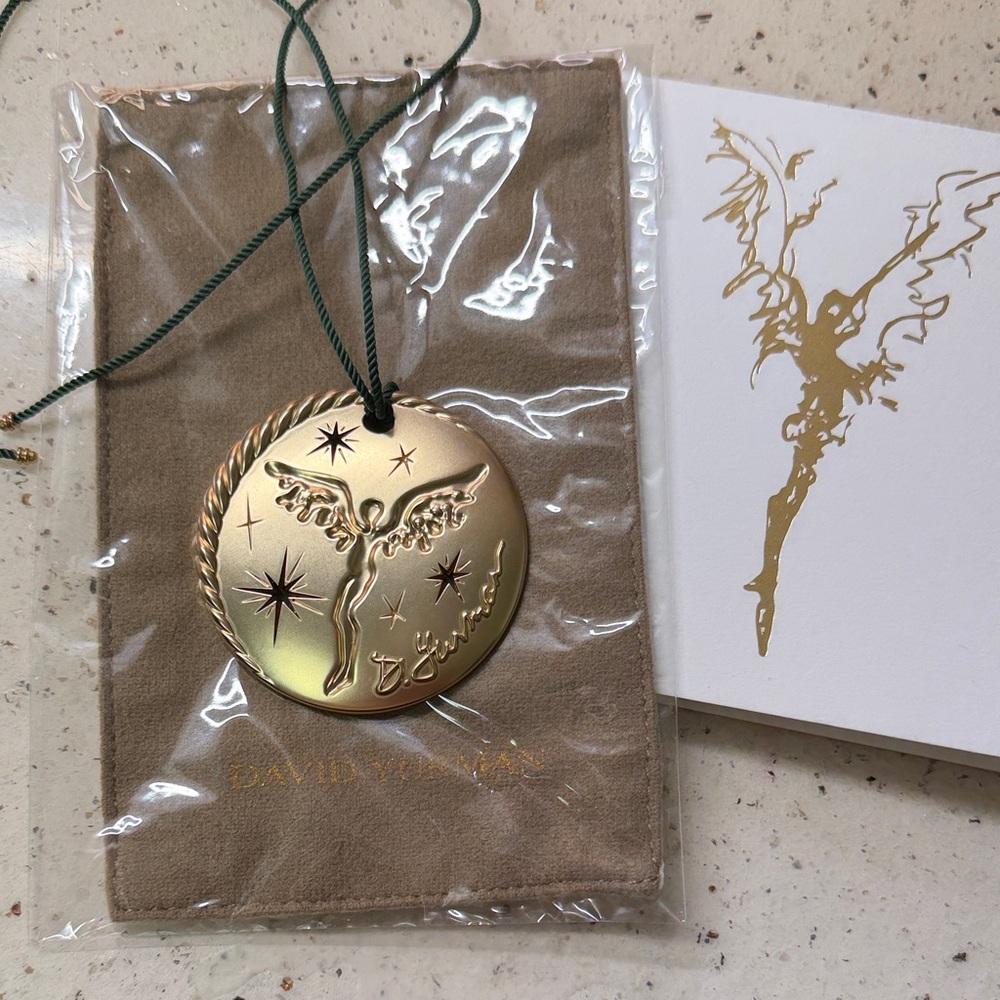 David Yurman Gold Angel Medallion with Green Cord